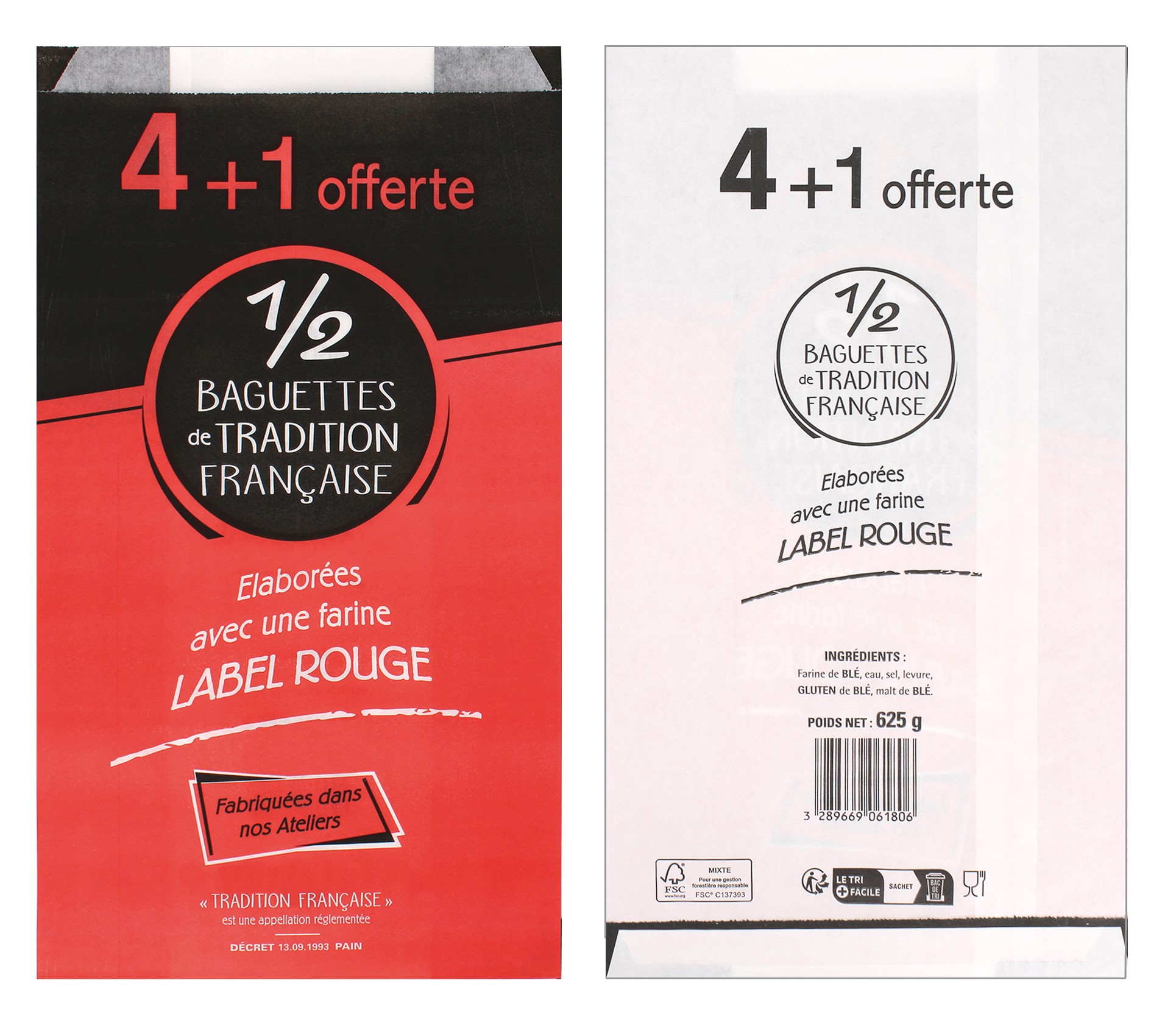 4+1 DEMI BAGUETTE TRADITION FRANCAISE LABEL ROUGE